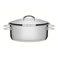 Caçarola 24cm 4,7 Litros Solar Rasa Aço Inox Fundo Triplo Com Tampa E Alças